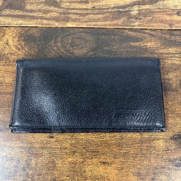 Coach Vintage Leather Checkbook Cover Black Slim - Picture 1 of 7
